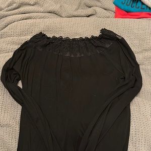 Black Lace off the shoulder long sleeve